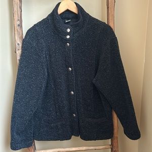 Marker Women's Button Front Black Fleece Jacket Size Extra Large